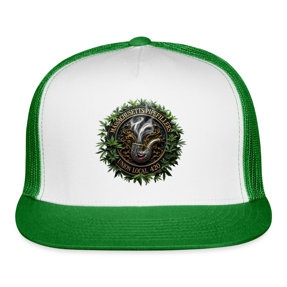 MASSACHUSETTS PIPEFILLERS LOCAL 420 Trucker Hat - white/kelly green