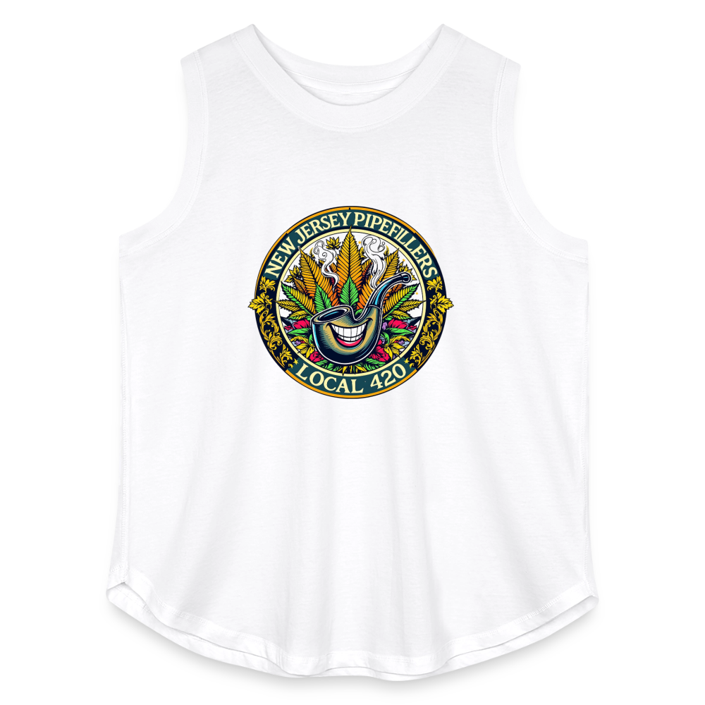 NEW JERSEY PIPEFILLERS LOCAL 420 F/B DESIGN Women's Curvy Relaxed Tank Top - white