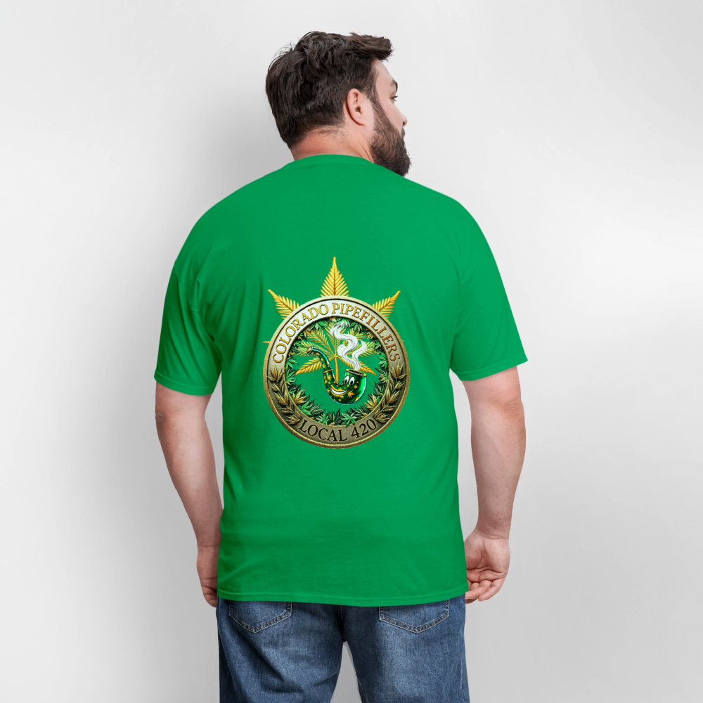 COLORADO PIPEFILLERS LOCAL 420 F/B EMBLEMS Men's T-Shirt - bright green