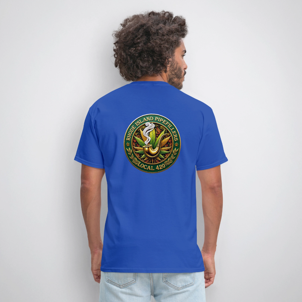 RHODE ISLAND PIPEFILLERS LOCAL 420 F/B DESIGNS Men's T-Shirt - royal blue