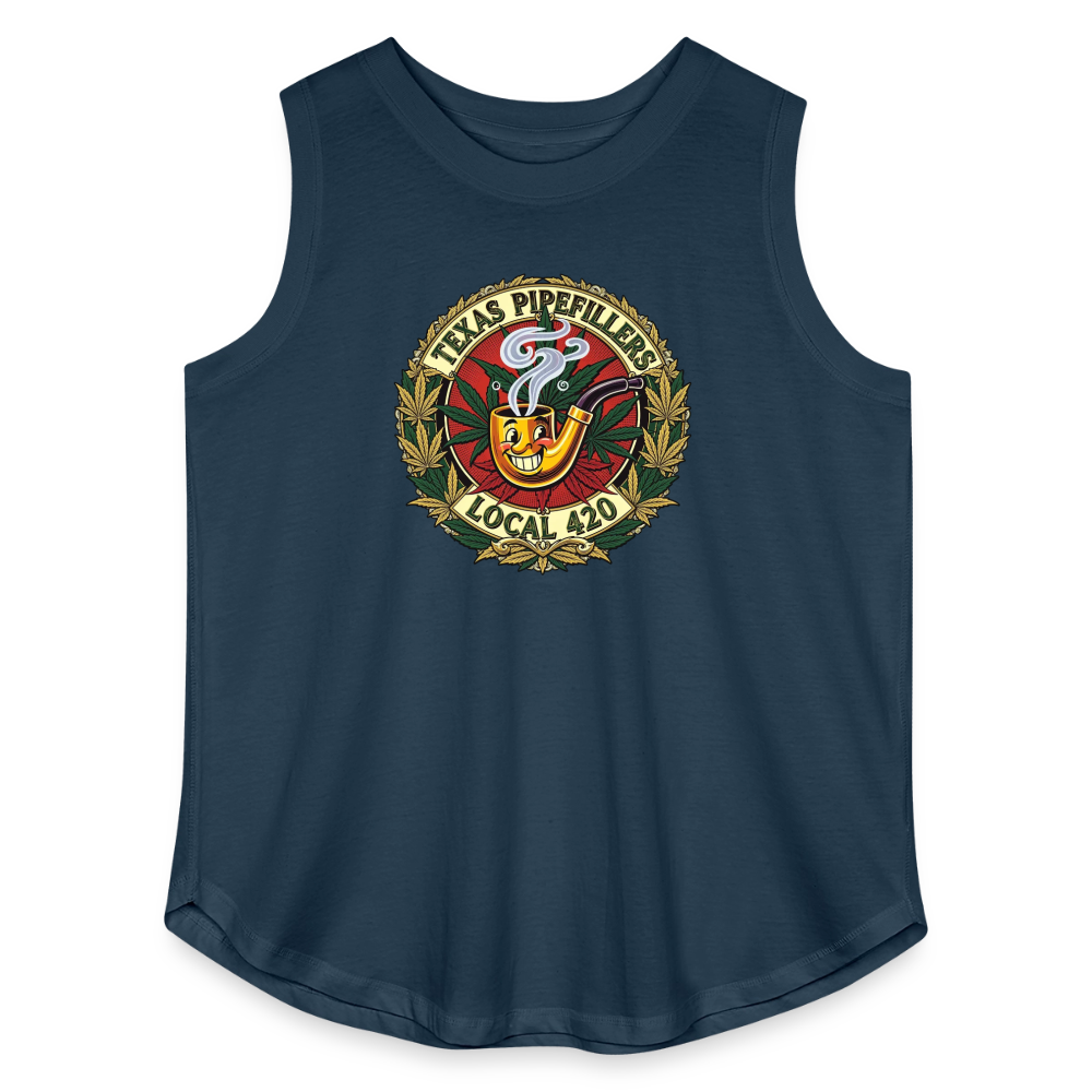 TEXAS PIPEFILLERS LOCAL 420 F.B DESIGN Women's Curvy Relaxed Tank Top - denim