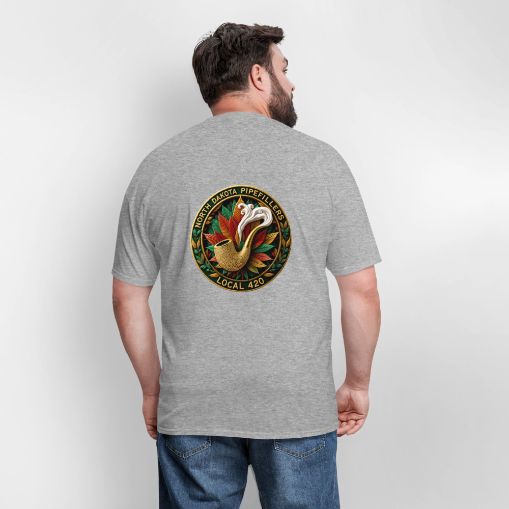 NORTH DAKOTA PIPEFILLERS LOCAL 420 F/B DESIGNS Men's T-Shirt - heather gray