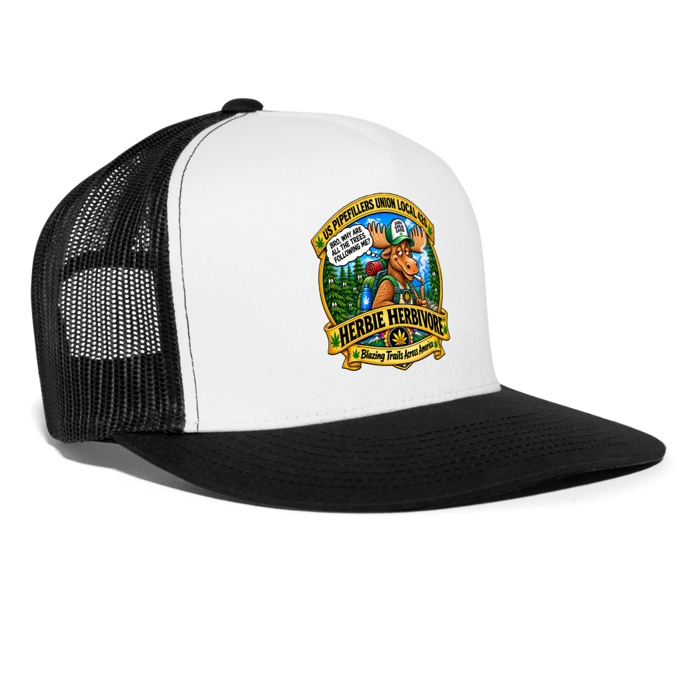 US PIPEFILLERS UNION LOCAL 420 HERBIE HERBIVORE BRO, Trucker Hat - white/black