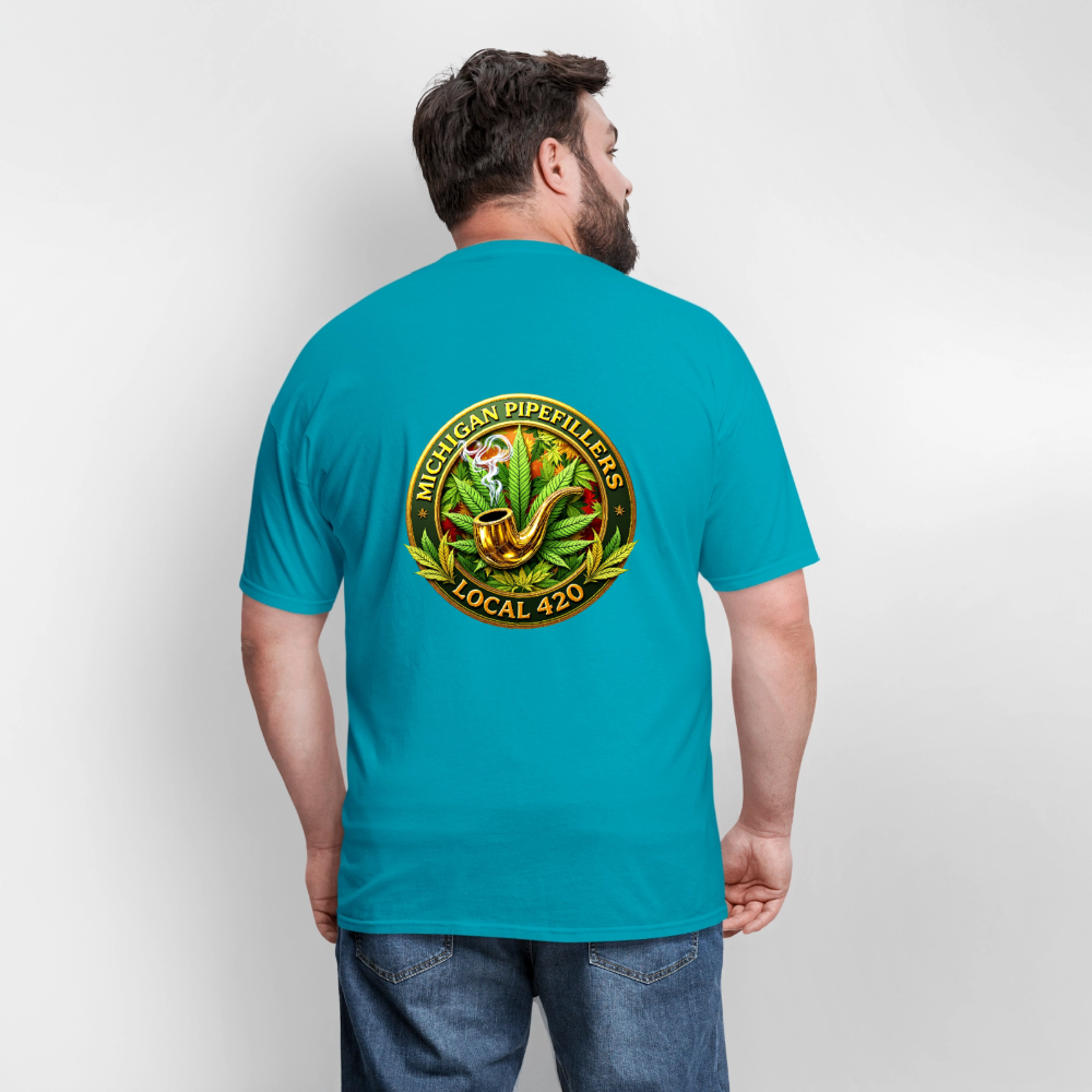 MICHIGAN PIPEFILLERS LOCAL 420 F/B DESIGN Men's T-Shirt - turquoise