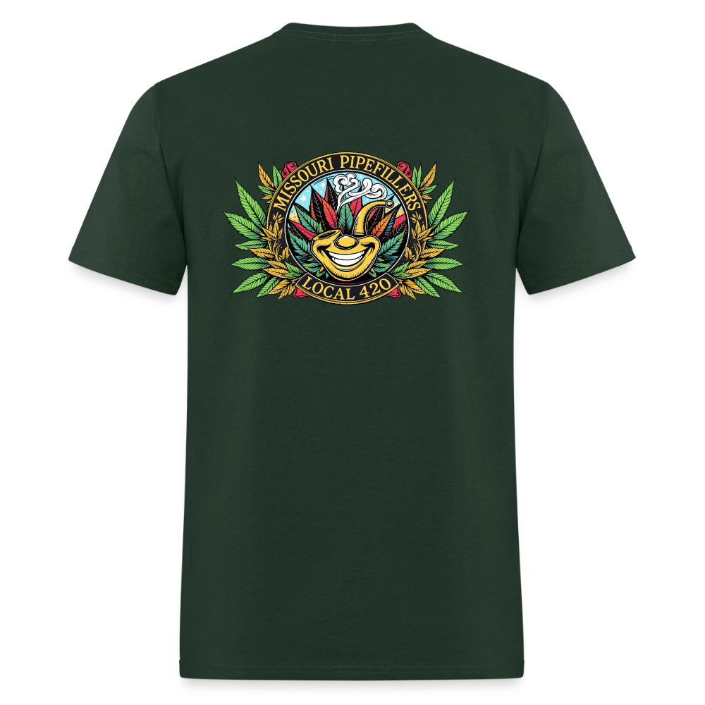 MISSOURI PIPEFILLERS LOCAL 420  F/B DESIGNS  Men's T-Shirt - forest green