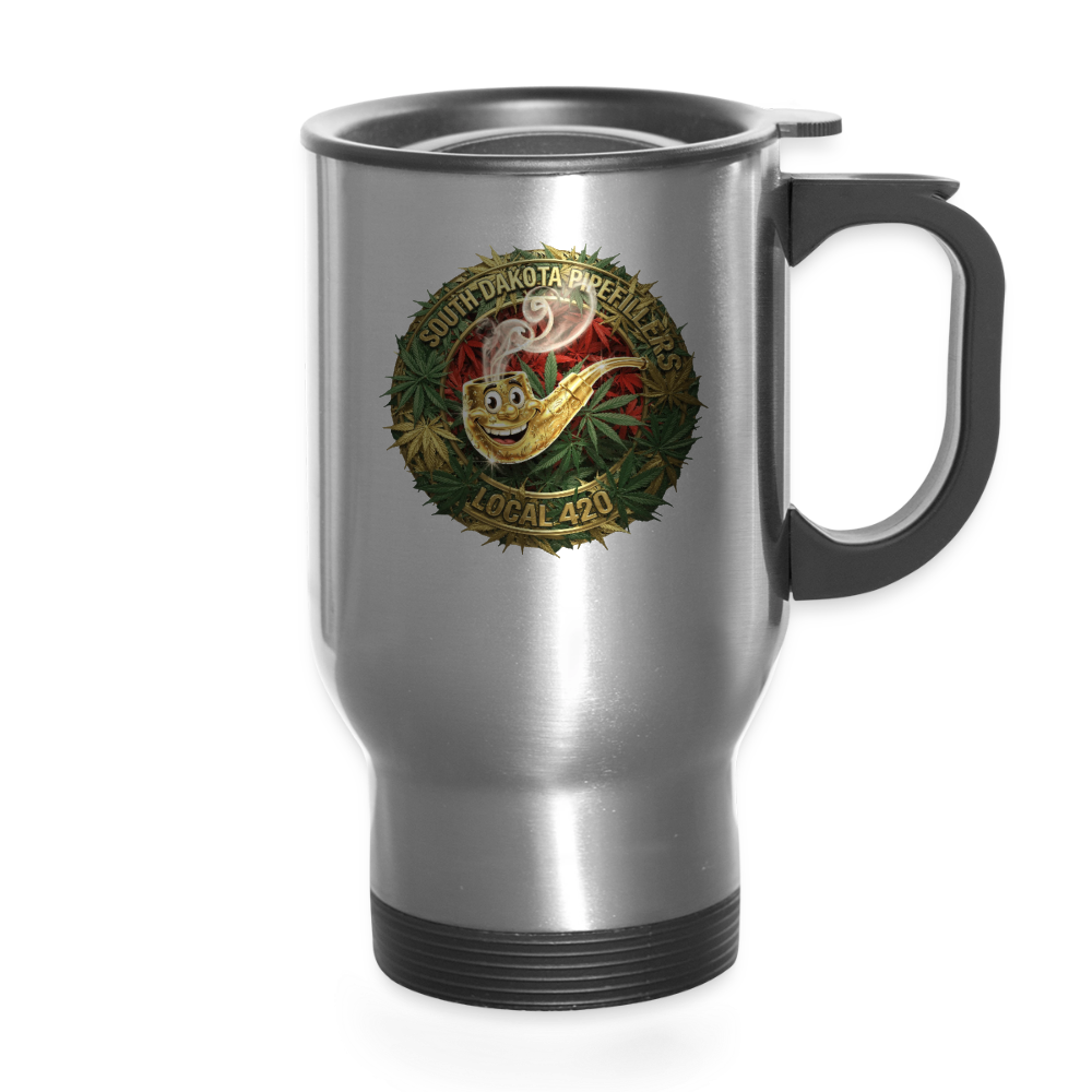 SOUTH DAKOTA PIPEFILLERS LOCAL 420 14oz Stainless Steel Travel Mug - silver