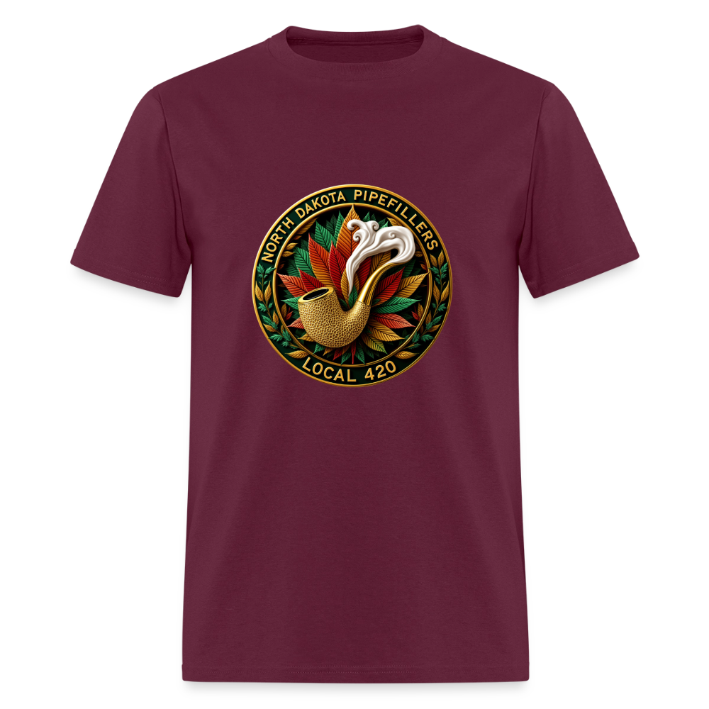 NORTH DAKOTA PIPEFILLERS LOCAL 420 F/B DESIGNS Men's T-Shirt - burgundy