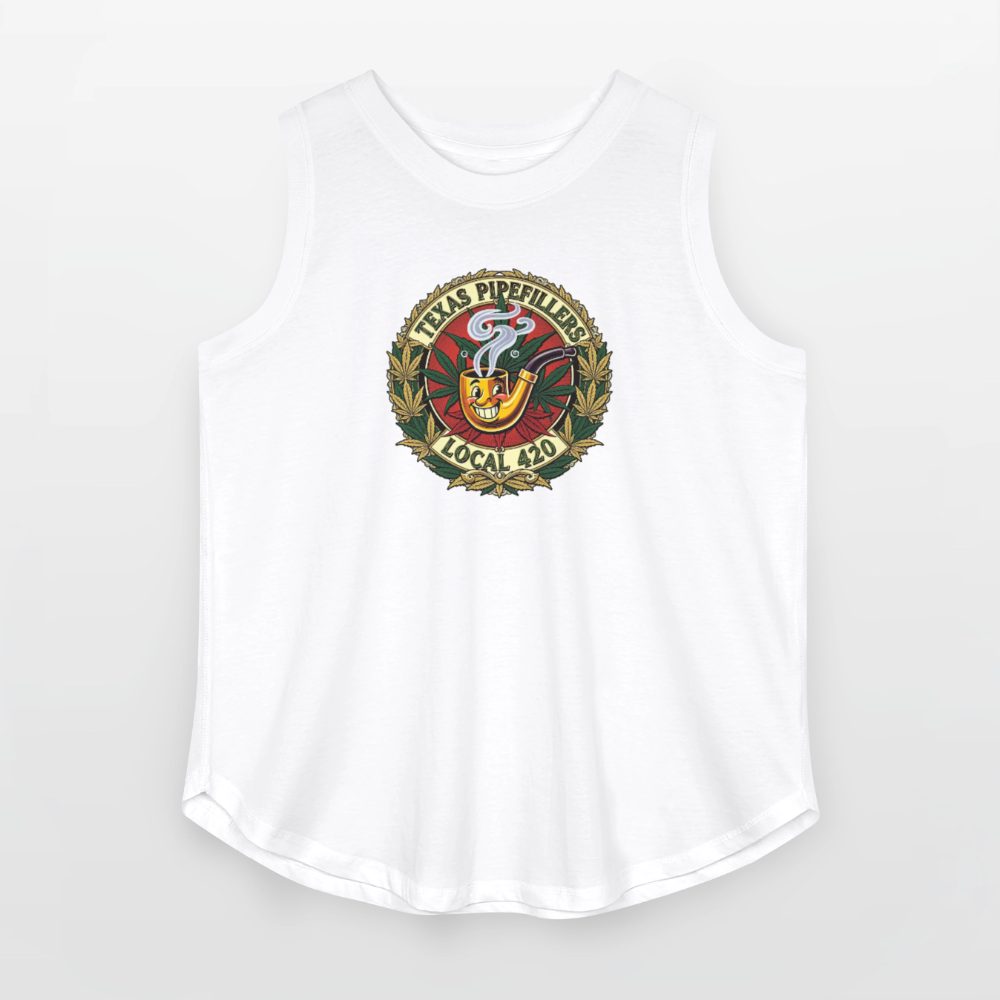 TEXAS PIPEFILLERS LOCAL 420 F.B DESIGN Women's Curvy Relaxed Tank Top - white
