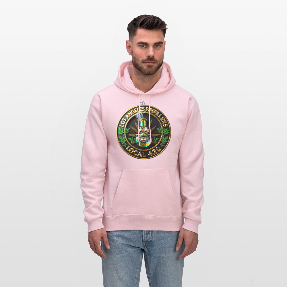 LOS ANGLES PIPEFILLERS LOCAL 420 2 EMBLEM Men's Hoodie - pale pink