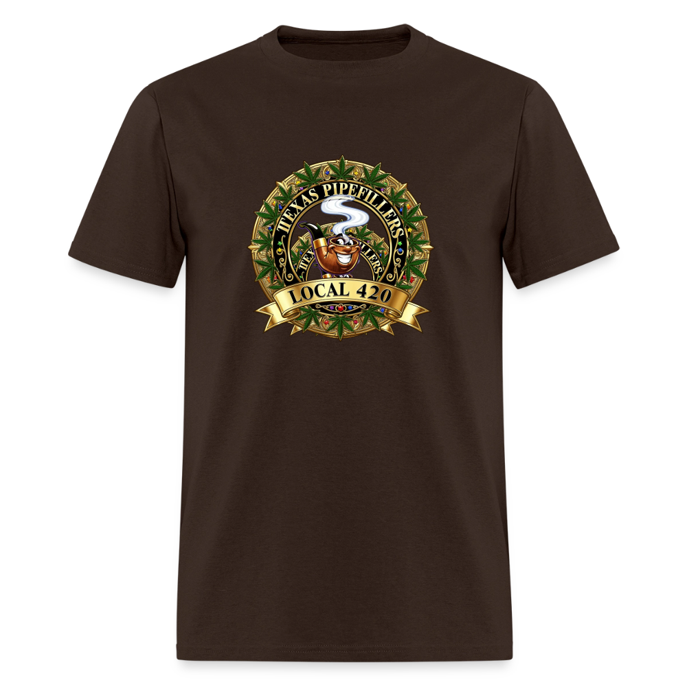 TEXAS PIPEFILLERS LOCAL 420 F/B DESIGN Men's T-Shirt - brown
