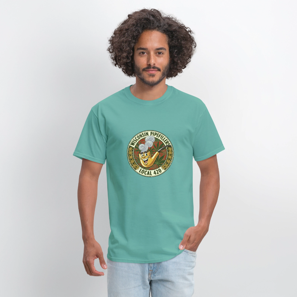WISCONSIN PIPEFILLERS LOCL 420 F/B DESIGN Men's T-Shirt - aquatic