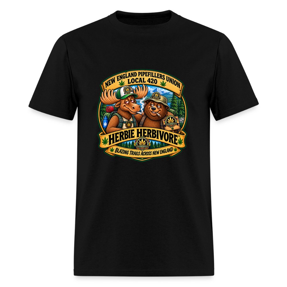 HERBIE HURBIVORE and BUDDY NEW ENGLAND PIPEFILLERS UNION LOCAL 420 Cotton Men's Tee - black