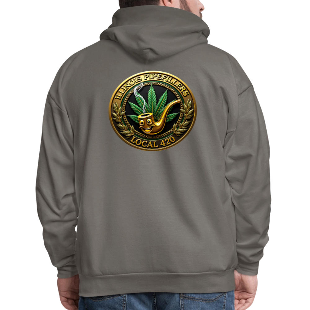 ILLINOIS PIPEFILLERS LOCAL 420 F/B EMBLEMS Men's Hoodie - asphalt gray