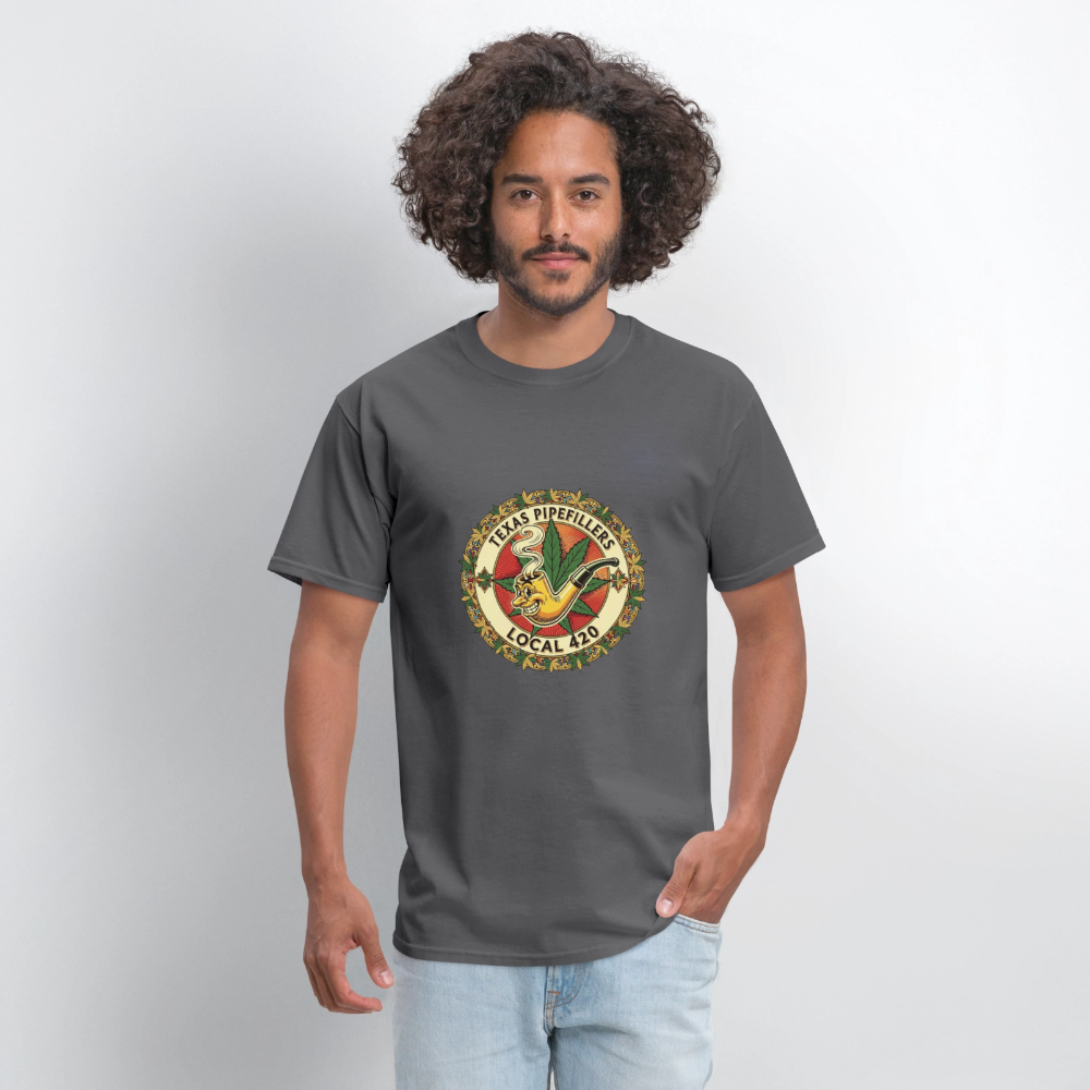 TEXAS PIPEFILLERS LOCAL 420 F/B DESIGN Men's T-Shirt - charcoal
