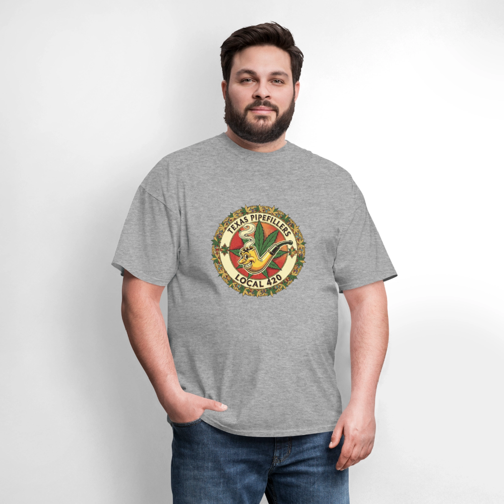 TEXAS PIPEFILLERS LOCAL 420  Men's T-Shirt - heather gray