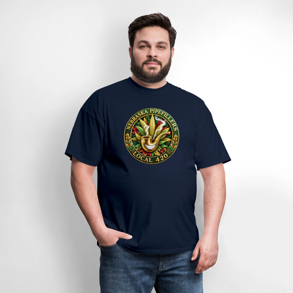 NEBRASKA PIPEFILLERS LOCAL 420 F/B DESIGNS Men's T-Shirt - navy