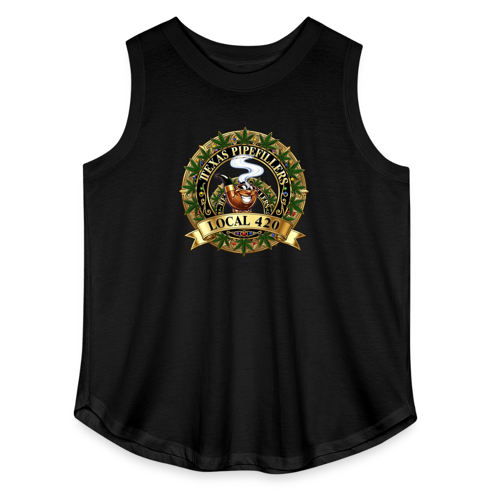 TEXAS PIPEFILLERS LOCAL 420 F/B DESIGN Women's Curvy Relaxed Tank Top - black