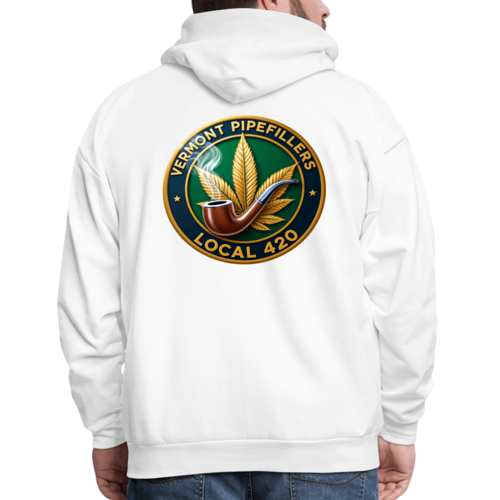 VERMONT PIPEFILLERS LOCAL 420 2 EMBLEM Men's Hoodie - white