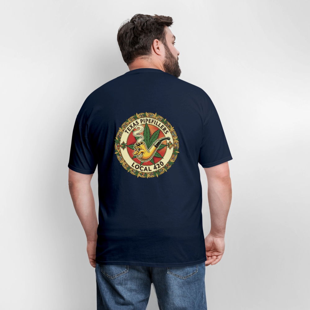 TEXAS PIPEFILLERS LOCAL 420 F/B DESIGN Men's T-Shirt - navy