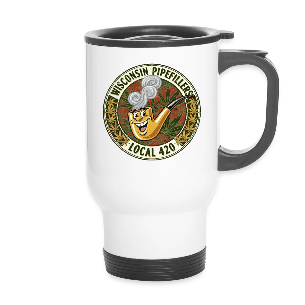 WISCONSIN PIPEFILLERS LOCL 420 Stainless Steel Travel Mug - white