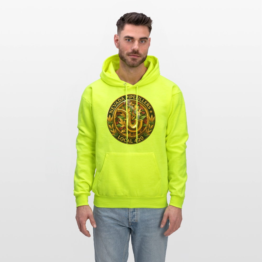 NEVADA PIPEFILLERS LOCAL 420  F/B DESIGN Men's Hoodie - safety green