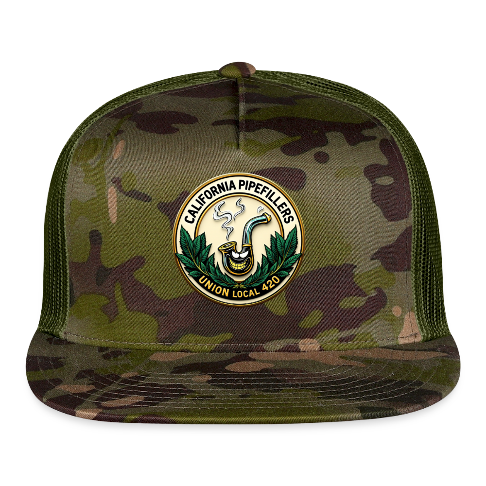 CALIFORNIA PIPEFILLERS UNION LOCAL 420 CAMO Trucker Hat - MultiCam\green