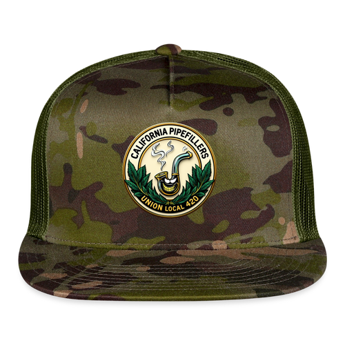 CALIFORNIA PIPEFILLERS UNION LOCAL 420 CAMO Trucker Hat - MultiCam\green