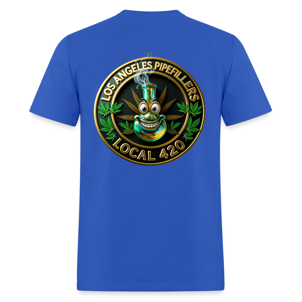 LOS ANGELES PIPEFILLERS LOCAL 420 F/B DESIGNS Men's T-Shirt - royal blue