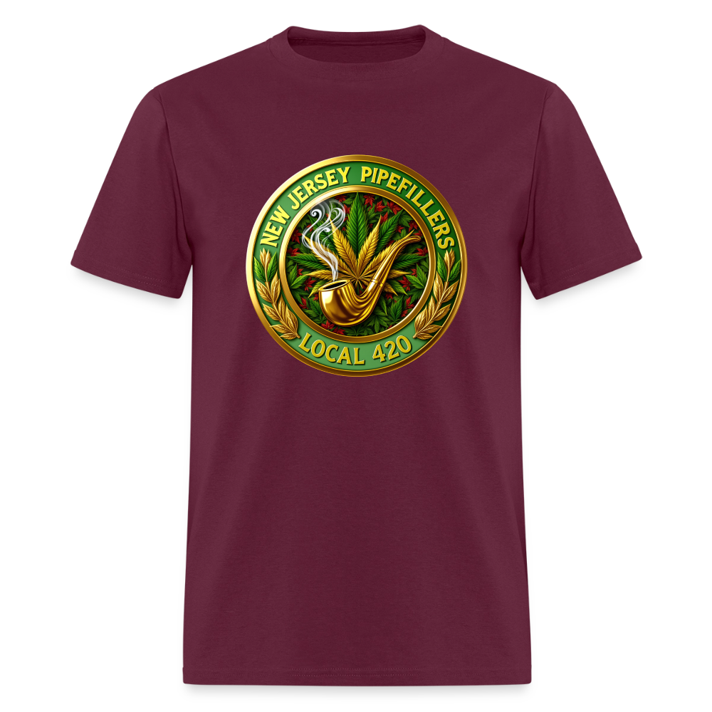 NEW JERSEY PIPEFILLERS LOCAL 420 F/B DESIGN Men's T-Shirt - burgundy