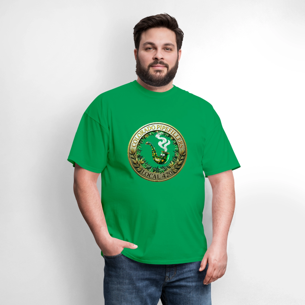 COLORADO PIPEFILLERS LOCAL 420 F/B EMBLEMS Men's T-Shirt - bright green
