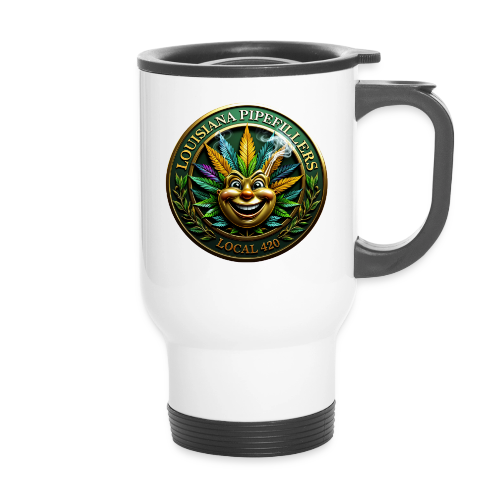 LOUISIANA PIPEFILLERS LOCAL 420 14 oz. Stainless Steel Travel Mug - white