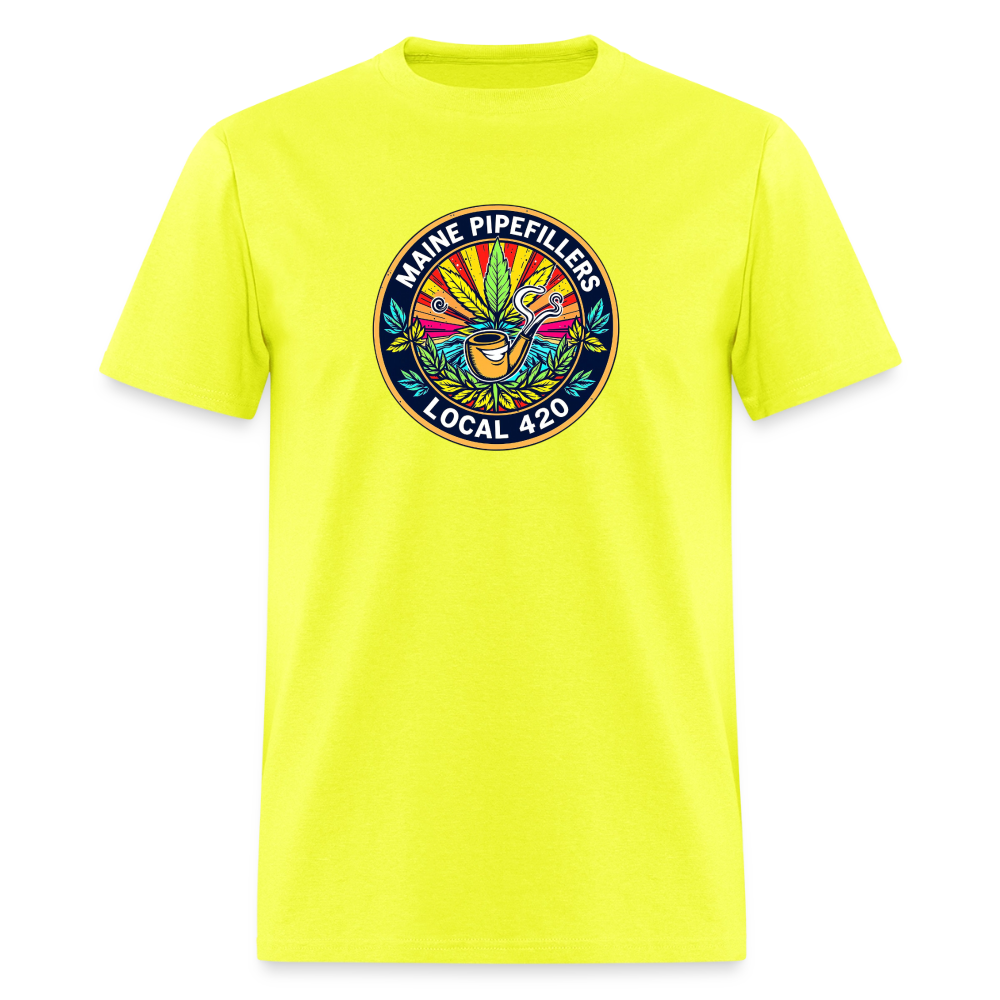MAINE PIPEFILLERS LOCAL 420 Men's T-Shirt - safety green