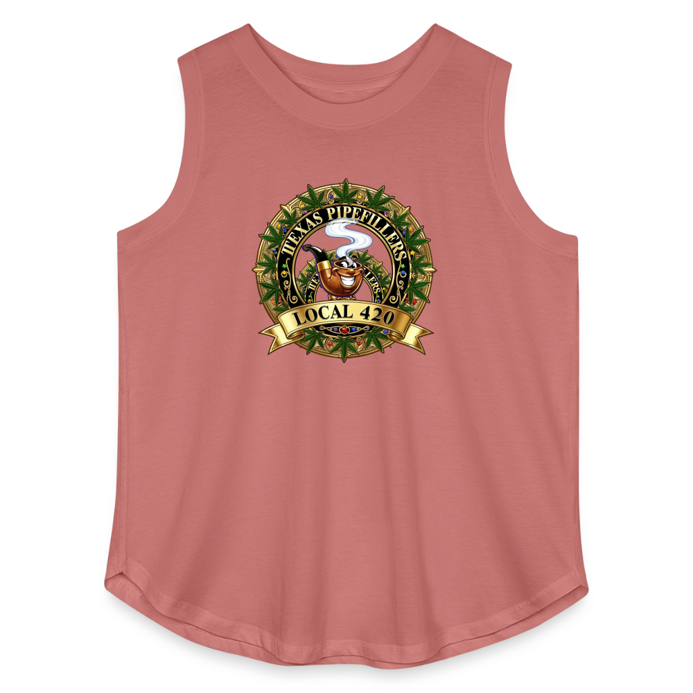 TEXAS PIPEFILLERS LOCAL 420 Women's Curvy Relaxed Tank Top - mauve
