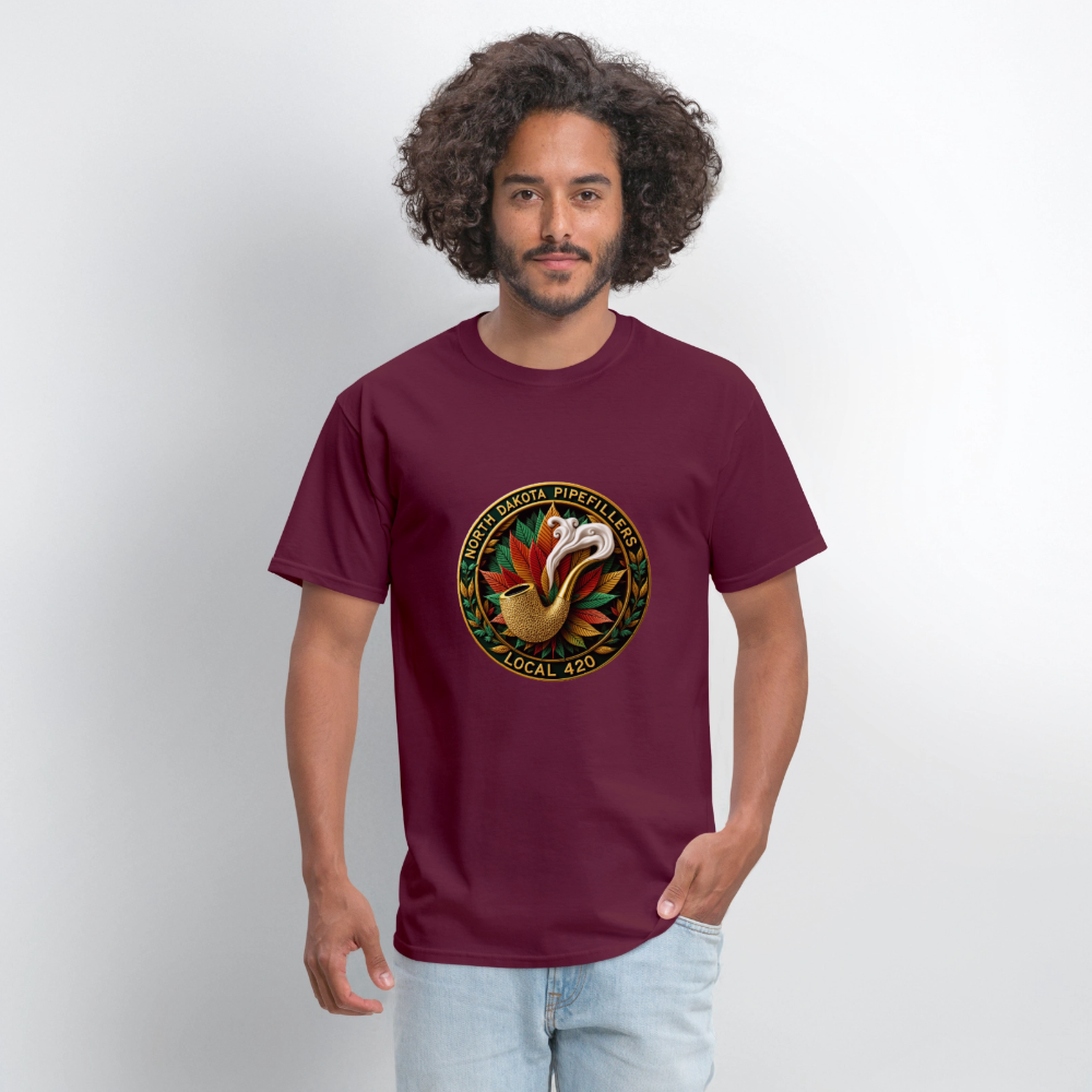 NORTH DAKOTA PIPEFILLERS LOCAL 420 Men's Tee shirt - burgundy