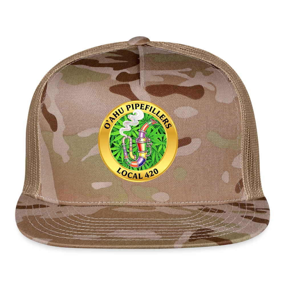 O'AHU PIPEFILLERS LOCAL 420 CAMO Trucker Hat - MultiCam\tan