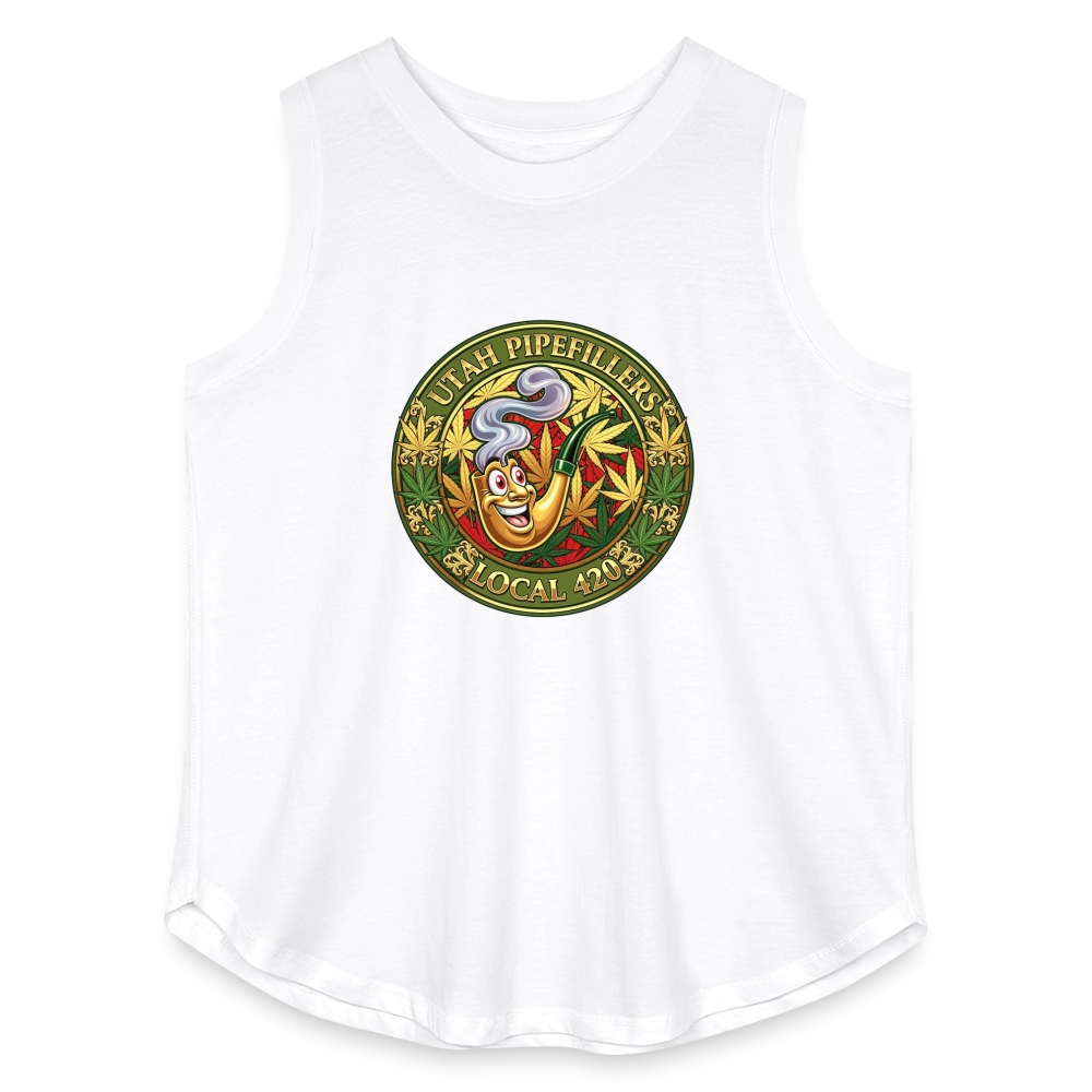 UTAH PIPEFILLERS LOCAL 420 Women's Curvy Relaxed Tank Top - white