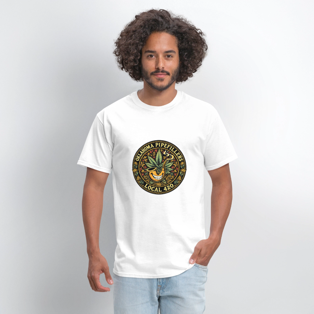 OKLAOMA PIPEFILLERS LOCAL 420  Men's T-Shirt - white