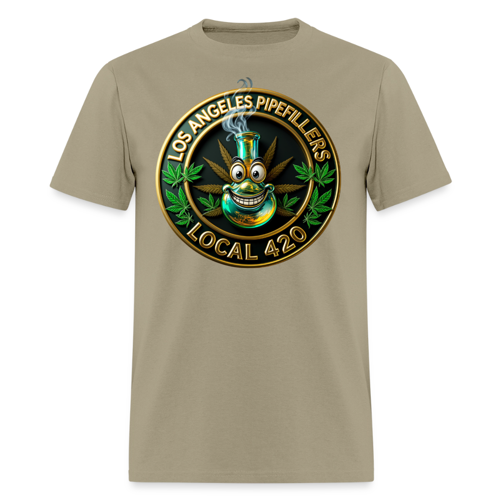 LOS ANGELES PIPEFILLERS LOCAL 420  Men's T-Shirt - khaki