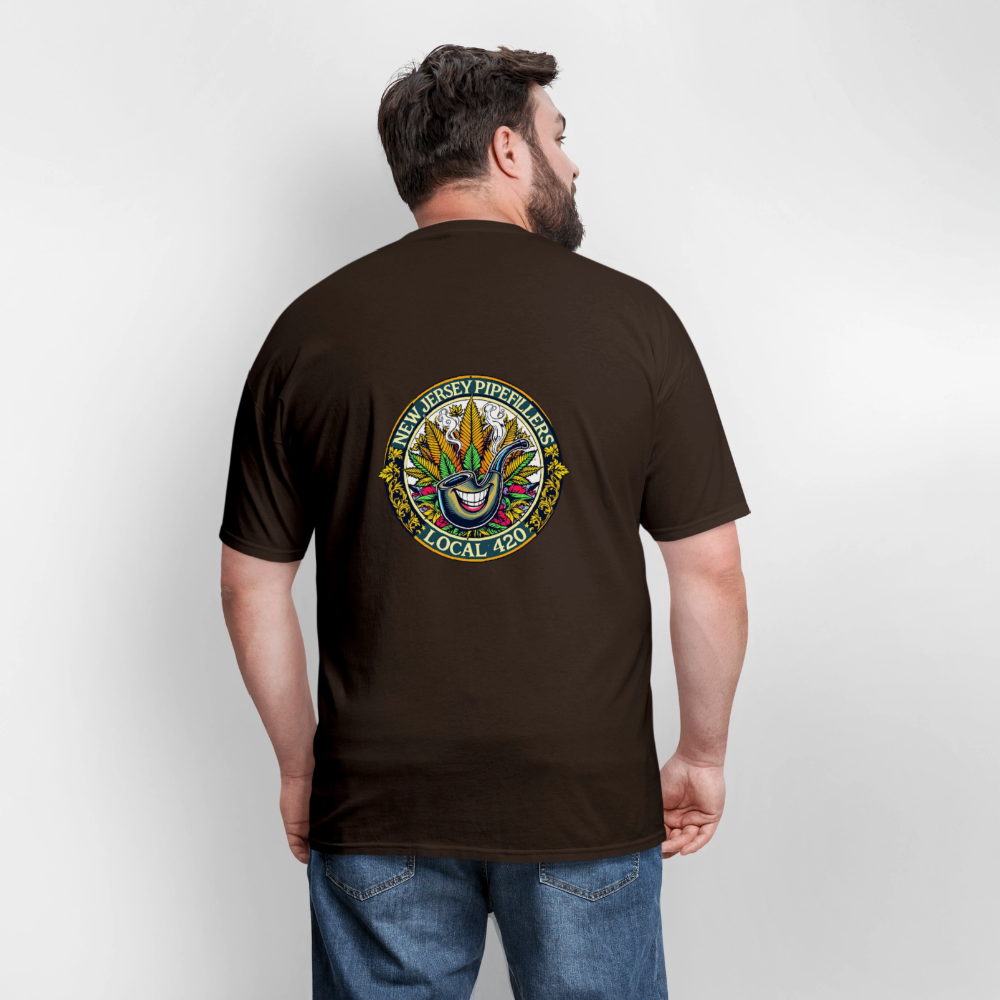 NEW JERSEY PIPEFILLERS LOCAL 420 F/B DESIGN Men's T-Shirt - brown