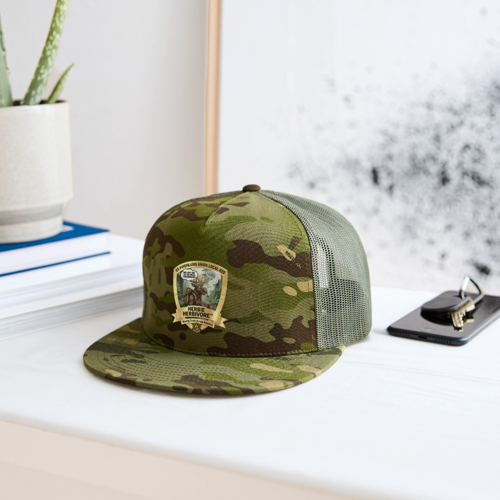 US PIPEFILLERS UNION LOCAL 420 BRO, HERBIE HERBIVORE CAMO Trucker Hat - MultiCam\green
