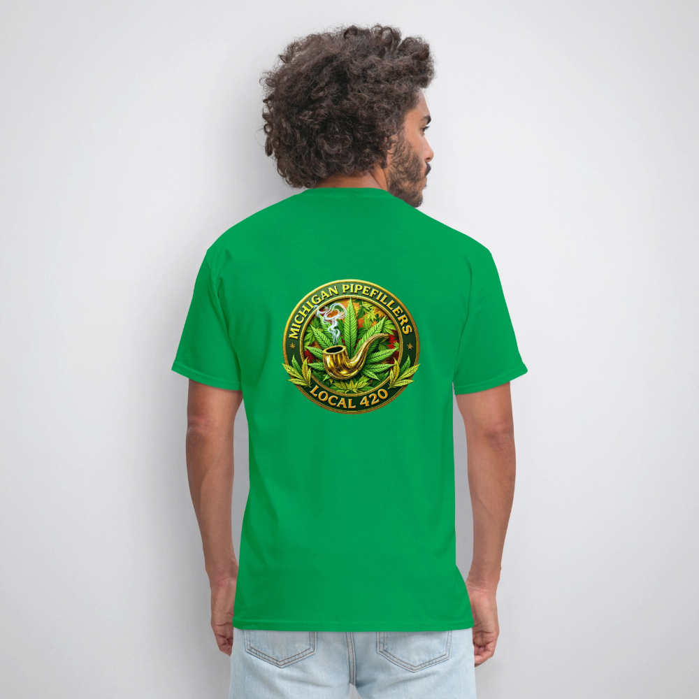 MICHIGAN PIPEFILLERS LOCAL 420 F/B DESIGN Men's T-Shirt - bright green