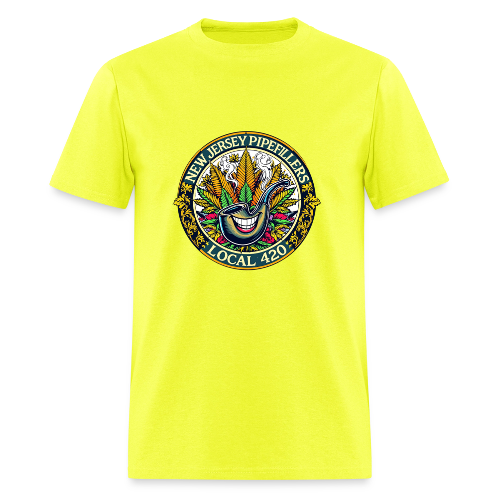 NEW JERSEY PIPEFILLERS LOCAL 420 F/B DESIGN Men's T-Shirt - safety green
