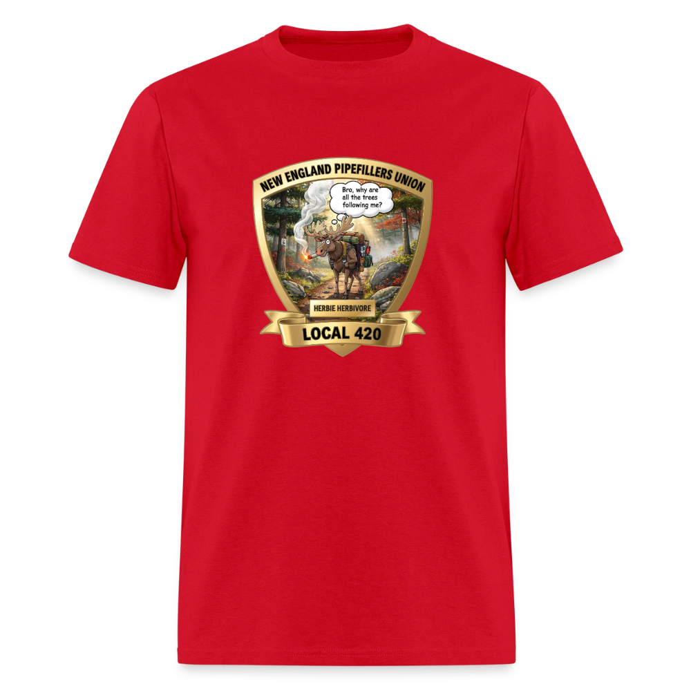 NEW ENGLAND PIPEFILLERS LOCAL 420 HERBIE HERBIVORE Men's T-Shirt - red