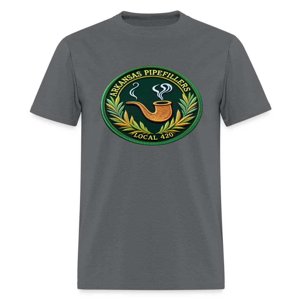 ARKANSAS PIPEFILLERS LOCAL 420 F/B EMBLEMS  Men's T-Shirt - charcoal