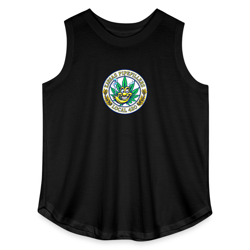 KANSAS PIPEFILLERS LOCAL 420 F/B DESIGNS Women's Curvy Relaxed Tank Top - black