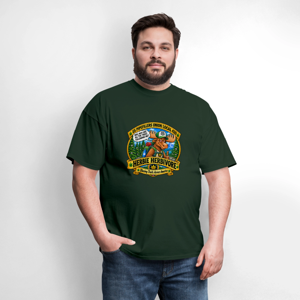 HERBIE HERBIVOR"BRO" US PIPEFILLERS LOCAL 420 Men's T-Shirt - forest green