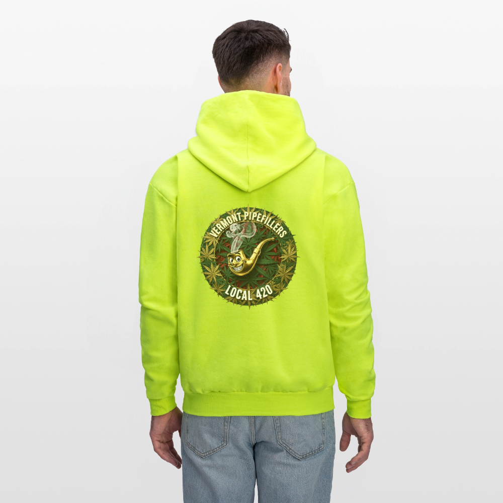 VERMONT PIPEFILLERS LOCAL 420  F/B DESIGN Men's  Hoodie - safety green