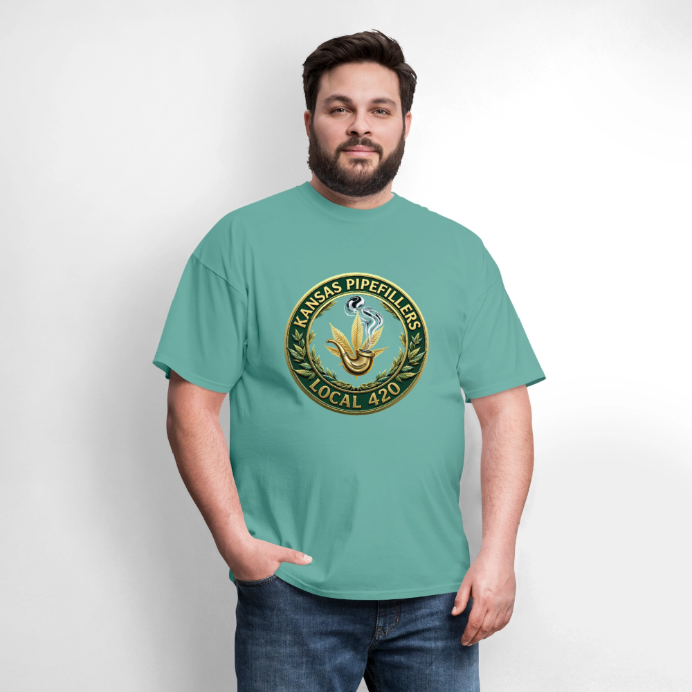 KANSAS PIPEFILLERS LOCAL 420 F/B DESIGNS Men's T-Shirt - aquatic