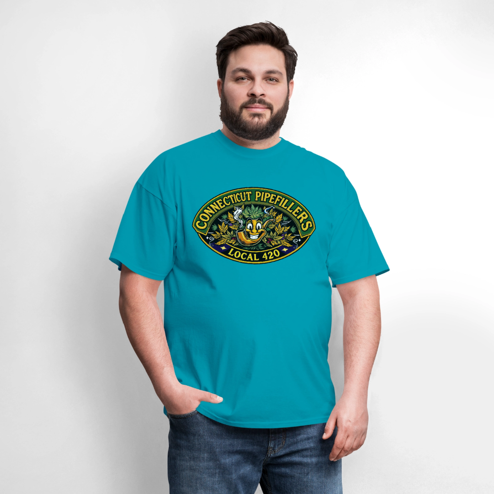 CONNECTICUT PIPEFILLERD LOCAL 420 F/B DESIGN Men's T-Shirt - turquoise