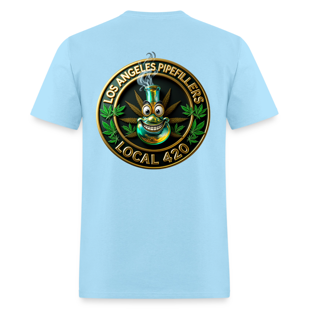 LOS ANGELES PIPEFILLERS LOCAL 420 F/B DESIGNS Men's T-Shirt - powder blue